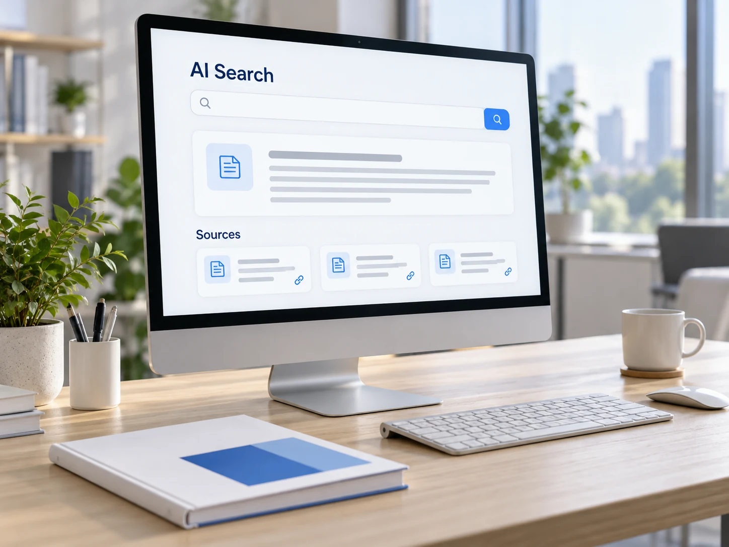 AI 搜索答案与来源引用的概念画面